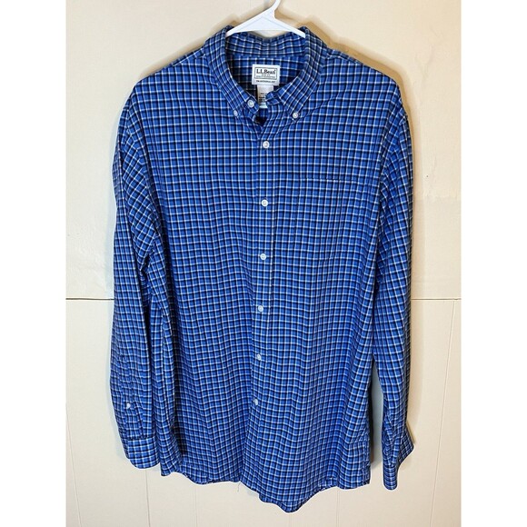 L.L. Bean Other - L.L.Bean Men’s Large Blue Plaid Traditional Fit Button Down Shirt 100% Cotton